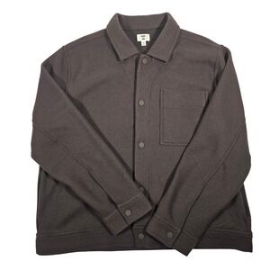 MODE OF ONE Mens Jet Grey Textured Knit Button Up Shirt Jacket XXL‎